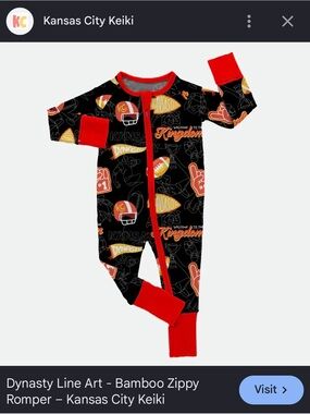 Kansas City Chiefs Football Zipper Footie Romper - Black & Red